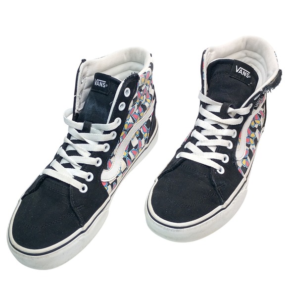 Vans Shoes - Vans Sk8-Hi Sneakers Women Size 8.5 Black Butterfly Checkerboard Canvas